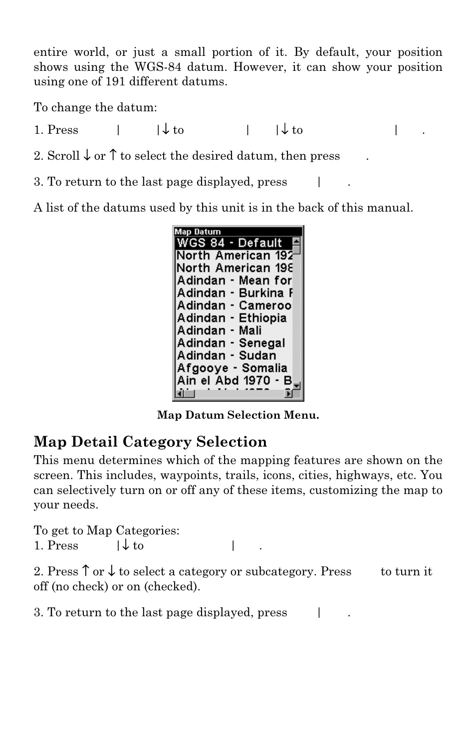Map detail category selection | Lowrance electronic Mapping GPS & MP3 Player User Manual | Page 76 / 124