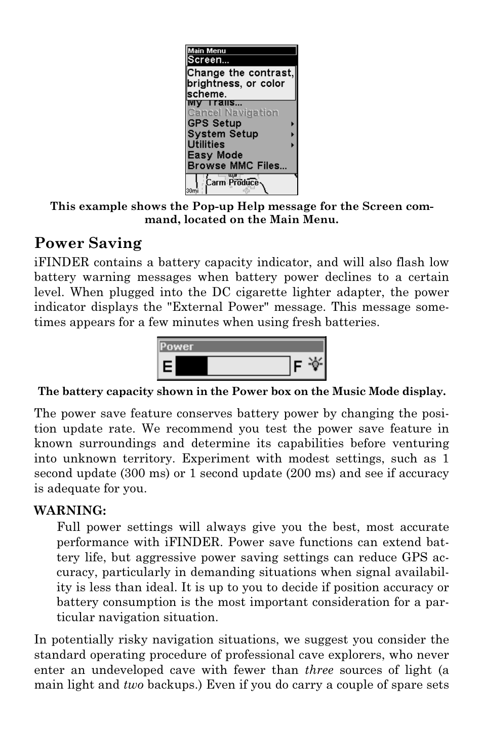Power saving | Lowrance electronic Mapping GPS & MP3 Player User Manual | Page 84 / 124
