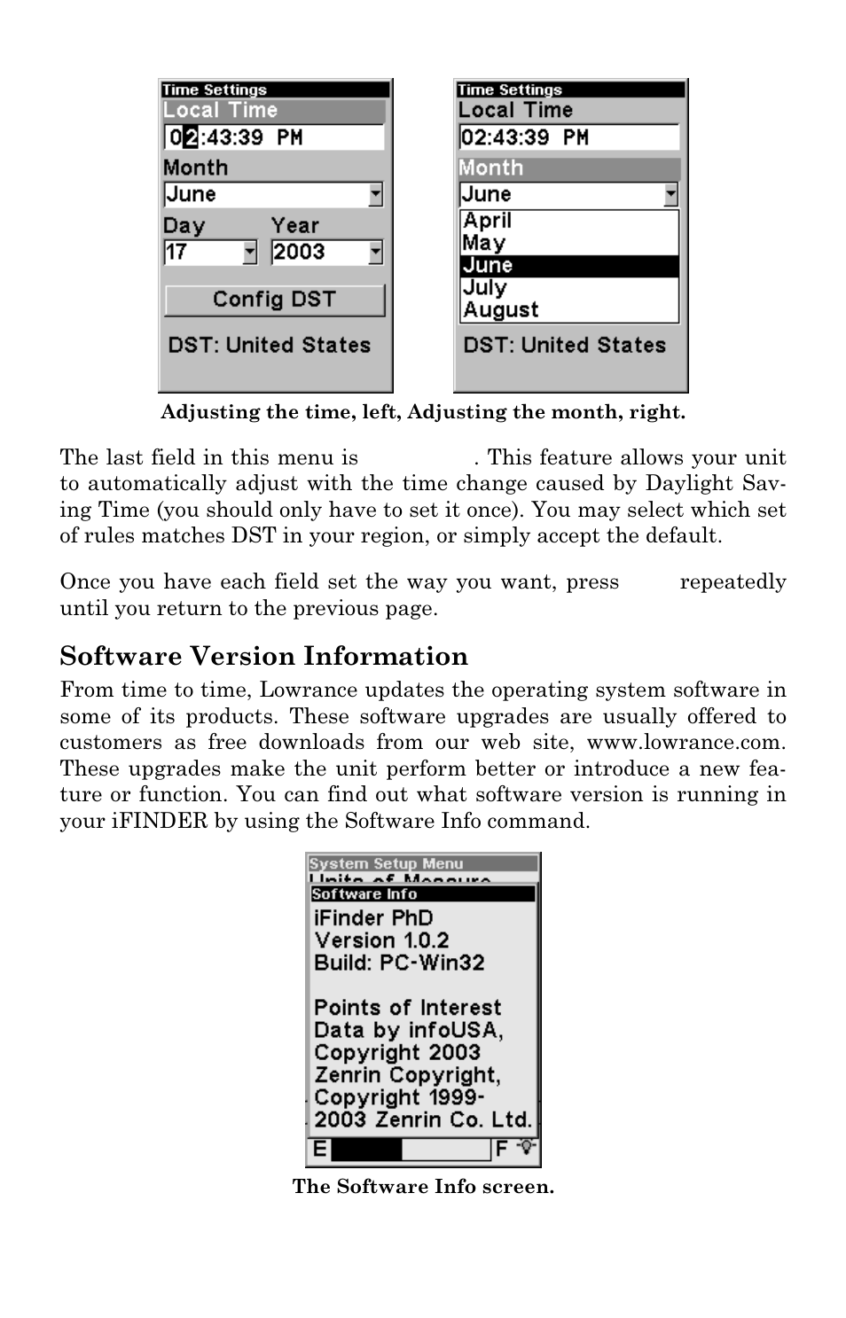 Software version information | Lowrance electronic Mapping GPS & MP3 Player User Manual | Page 89 / 124