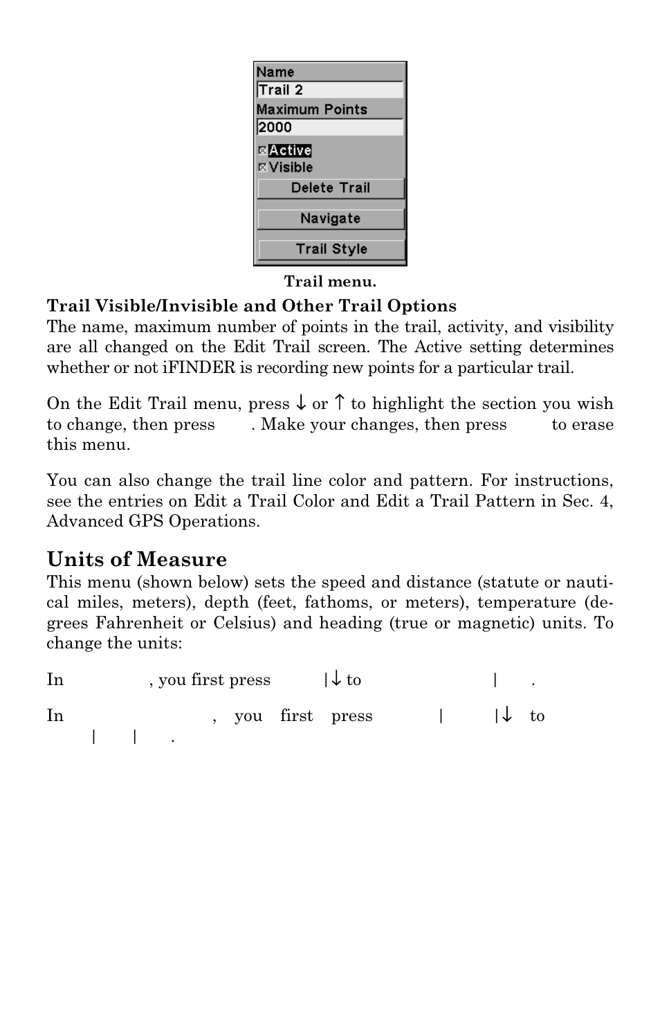 Units of measure | Lowrance electronic Handheld Mapping GPS Receiver User Manual | Page 101 / 140