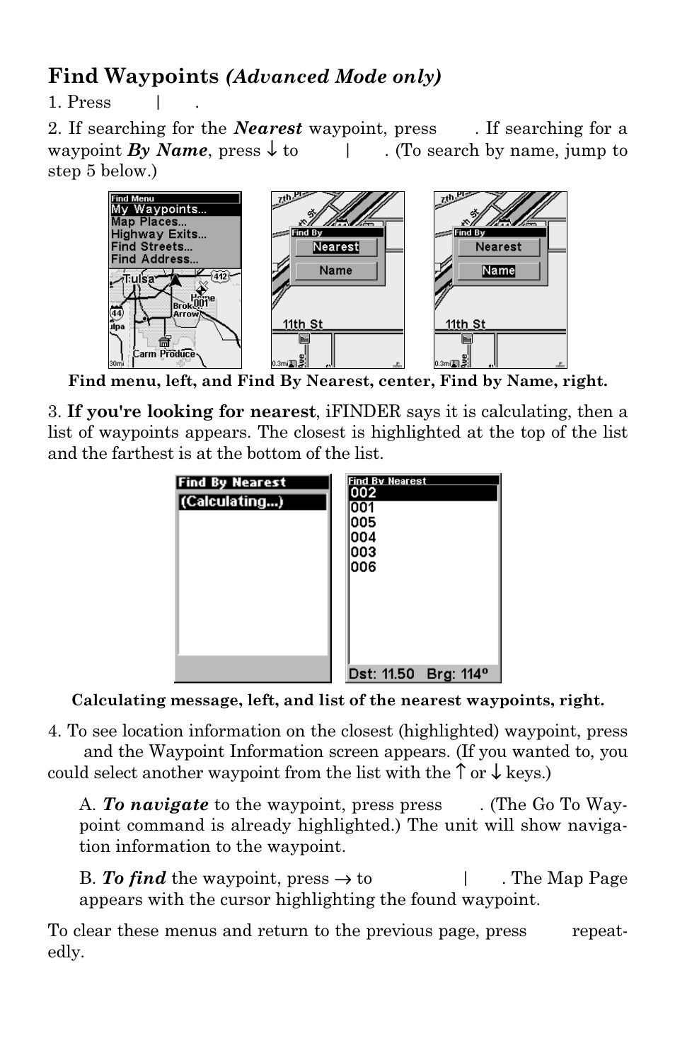 Find waypoints, Advanced mode only) | Lowrance electronic Handheld Mapping GPS Receiver User Manual | Page 113 / 140