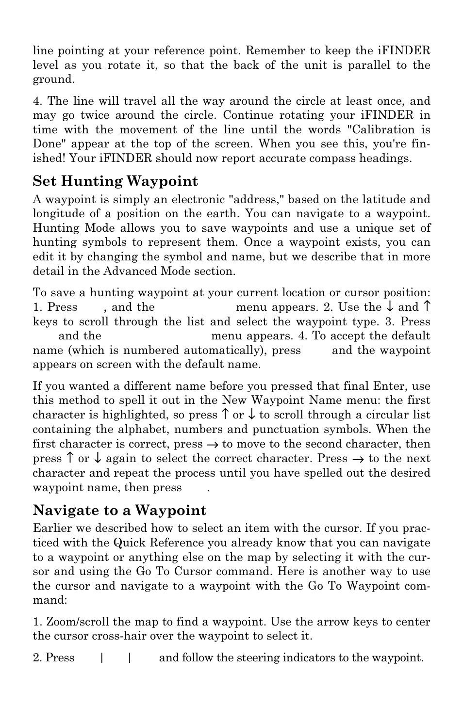 Set hunting waypoint, Navigate to a waypoint | Lowrance electronic Handheld Mapping GPS Receiver User Manual | Page 120 / 140