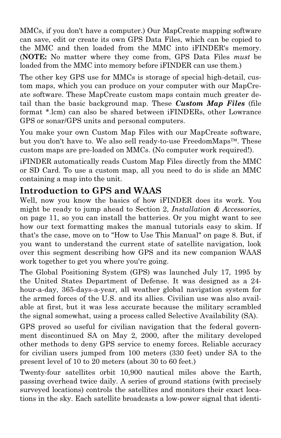 Introduction to gps and waas | Lowrance electronic Handheld Mapping GPS Receiver User Manual | Page 14 / 140