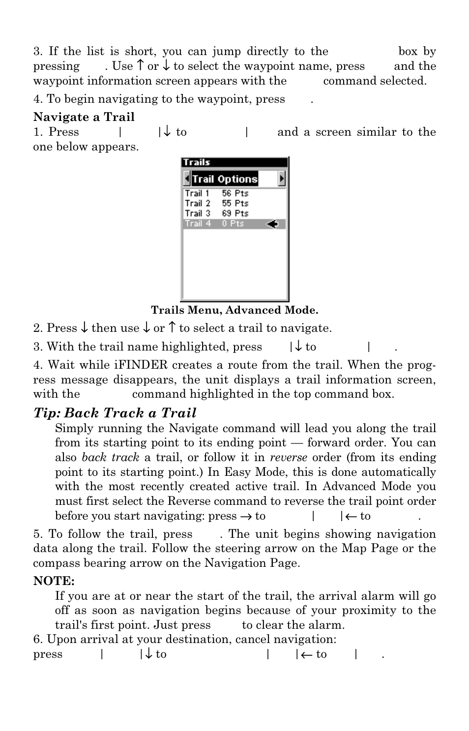 Tip: back track a trail | Lowrance electronic Handheld Mapping GPS Receiver User Manual | Page 61 / 140