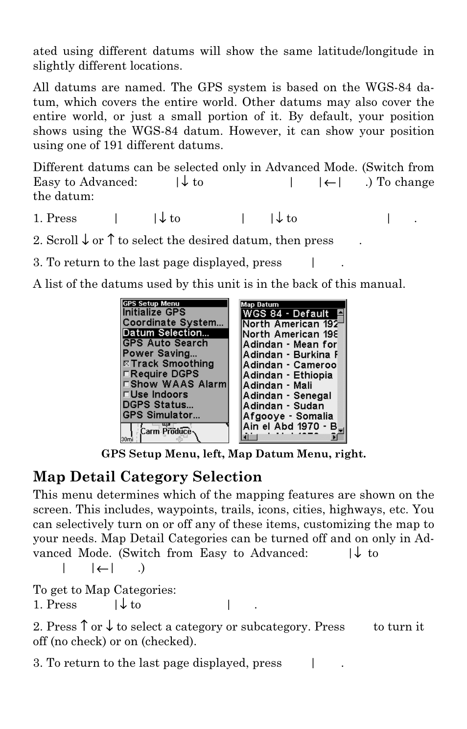 Map detail category selection | Lowrance electronic Handheld Mapping GPS Receiver User Manual | Page 84 / 140