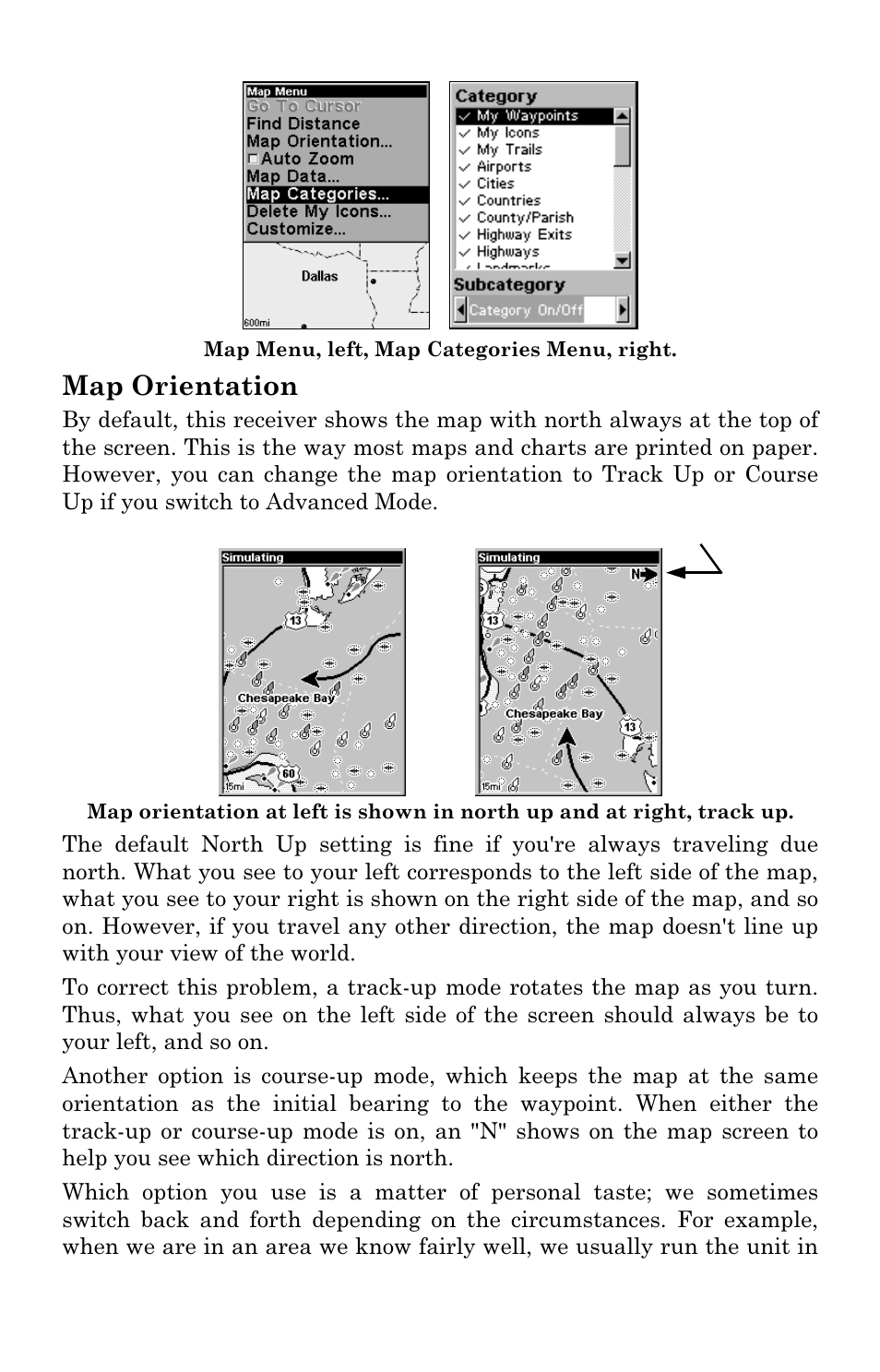 Map orientation | Lowrance electronic Handheld Mapping GPS Receiver User Manual | Page 85 / 140