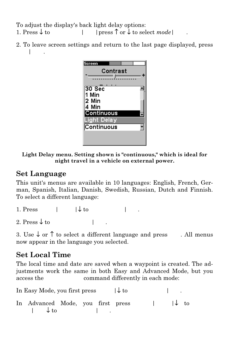 Set language, Set local time | Lowrance electronic Handheld Mapping GPS Receiver User Manual | Page 94 / 140