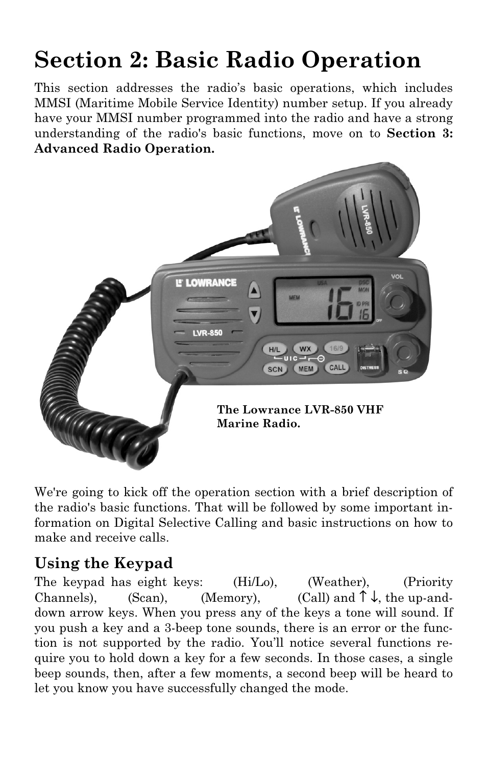 Using the keypad | Lowrance electronic LVR-850 User Manual | Page 11 / 40