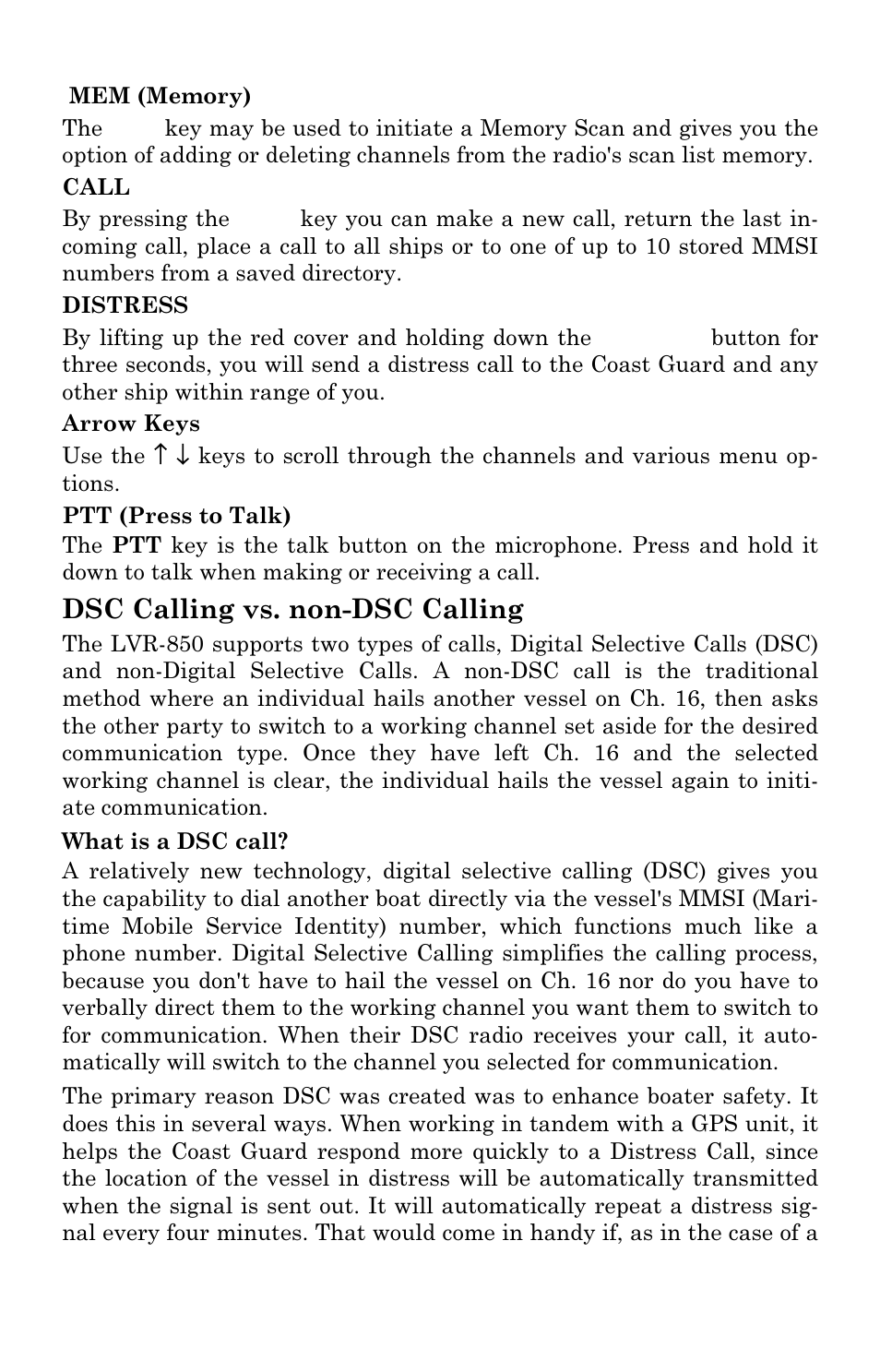 Dsc calling vs. non-dsc calling | Lowrance electronic LVR-850 User Manual | Page 13 / 40