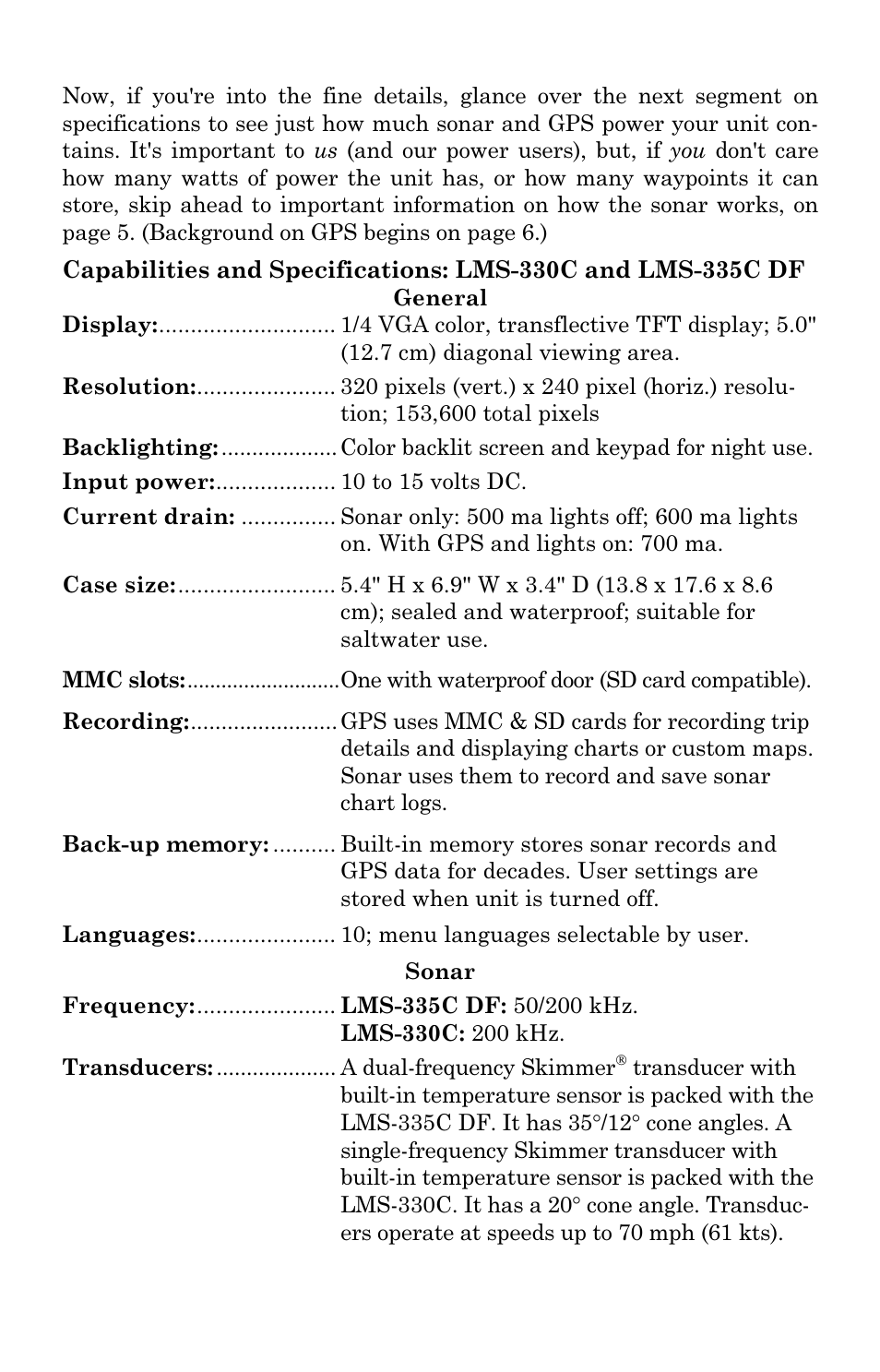 Lowrance electronic LMS 335C DF User Manual | Page 11 / 216