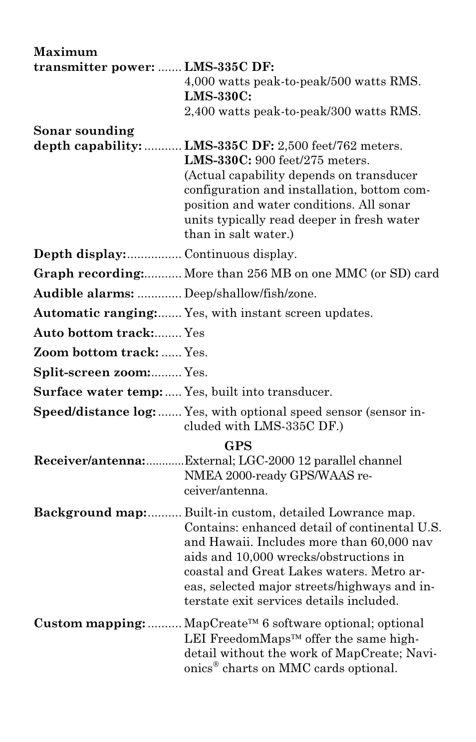 Lowrance electronic LMS 335C DF User Manual | Page 12 / 216