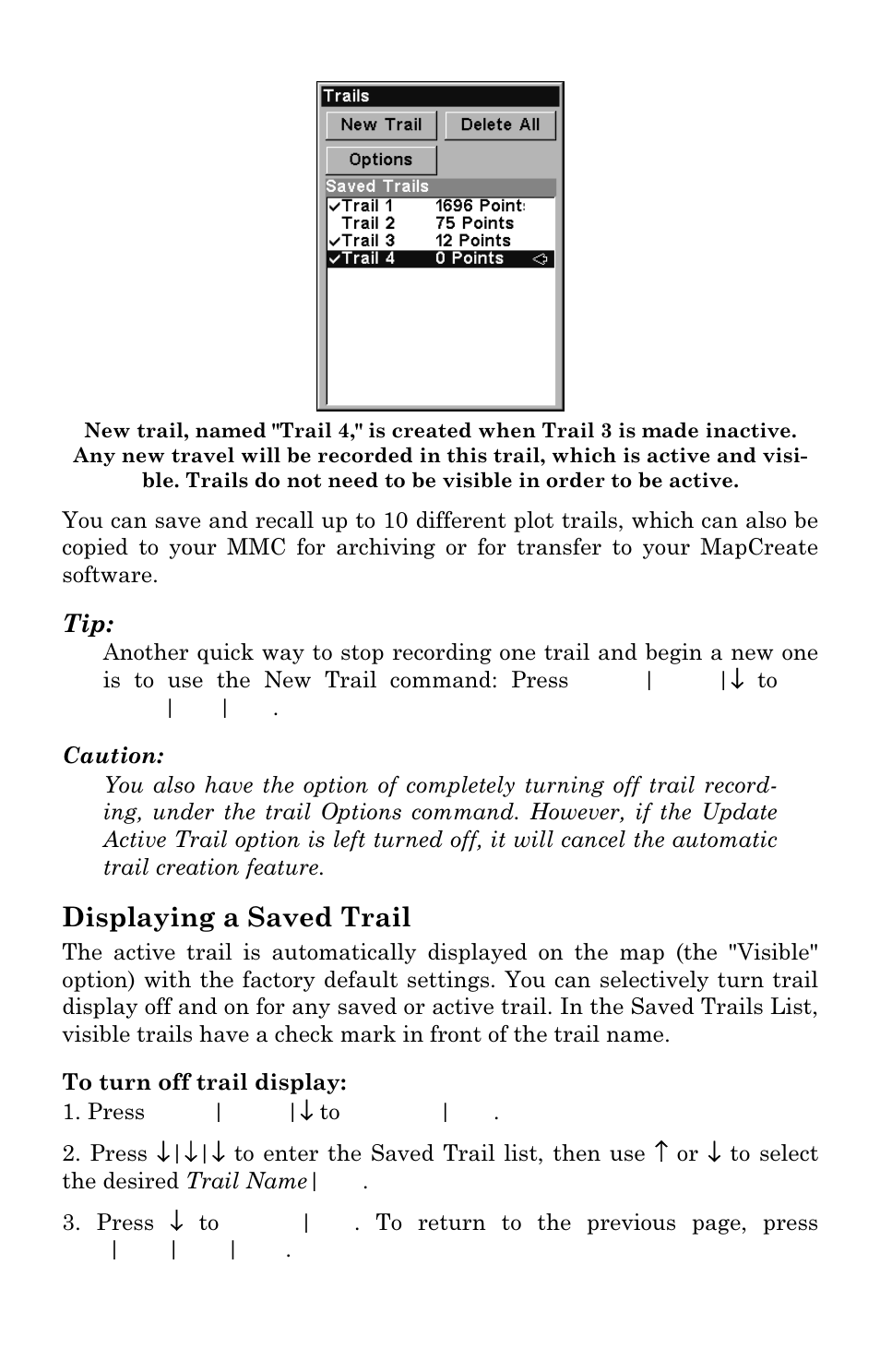 Displaying a saved trail | Lowrance electronic LMS 335C DF User Manual | Page 132 / 216