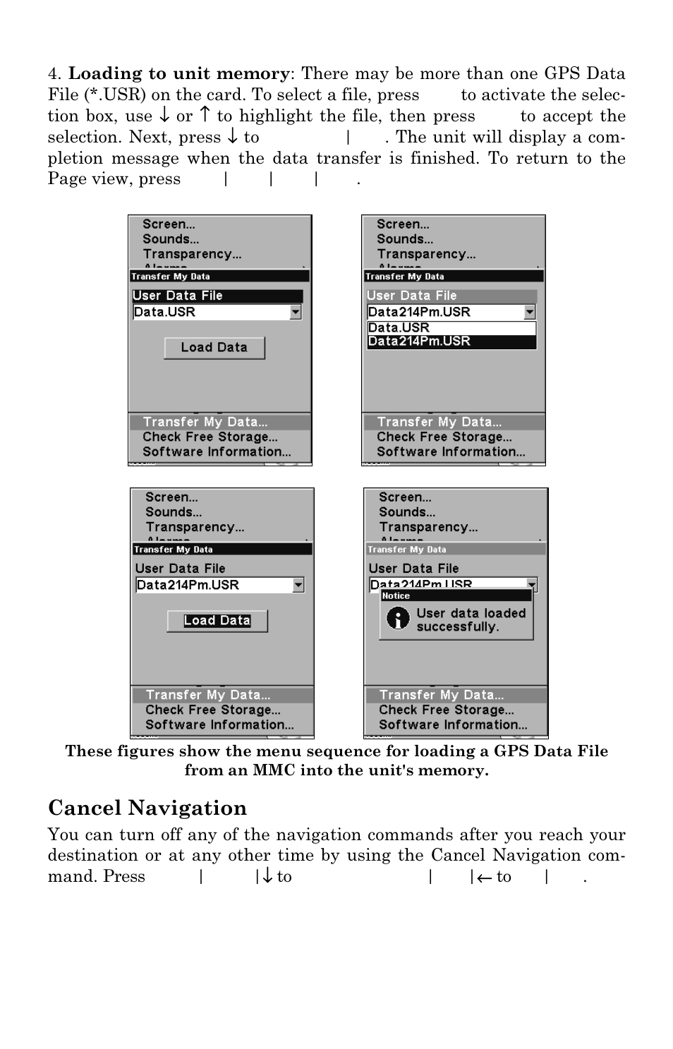 Cancel navigation | Lowrance electronic LMS 335C DF User Manual | Page 138 / 216