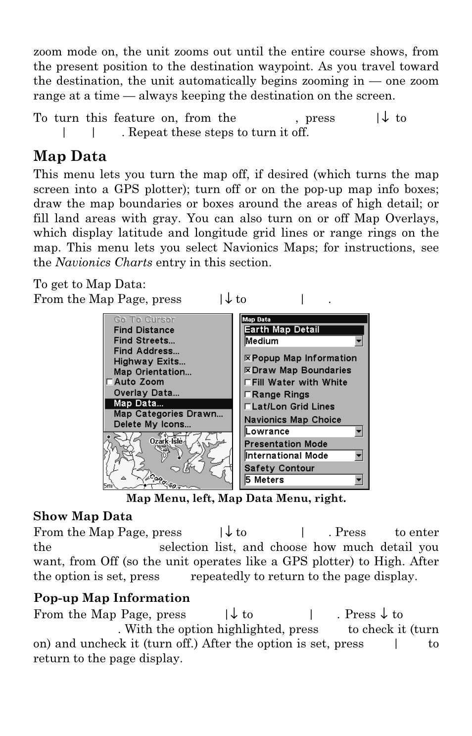 Map data | Lowrance electronic LMS 335C DF User Manual | Page 162 / 216