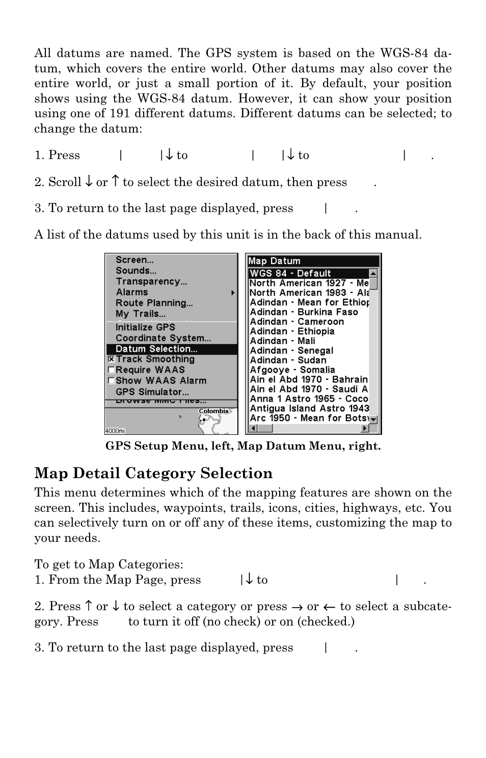 Map detail category selection | Lowrance electronic LMS 335C DF User Manual | Page 164 / 216