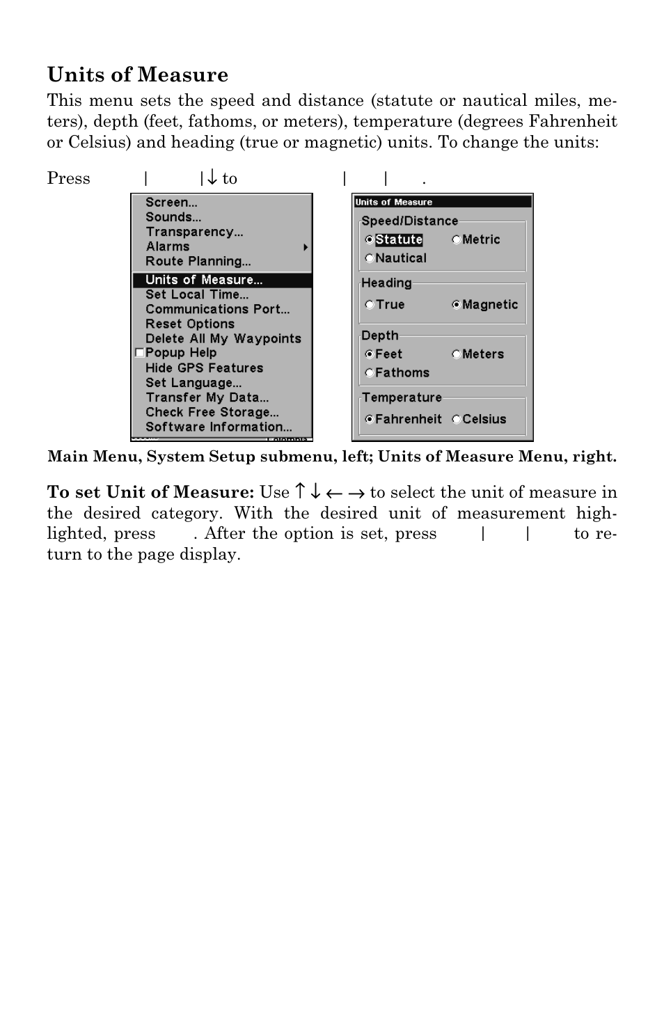 Units of measure | Lowrance electronic LMS 335C DF User Manual | Page 181 / 216
