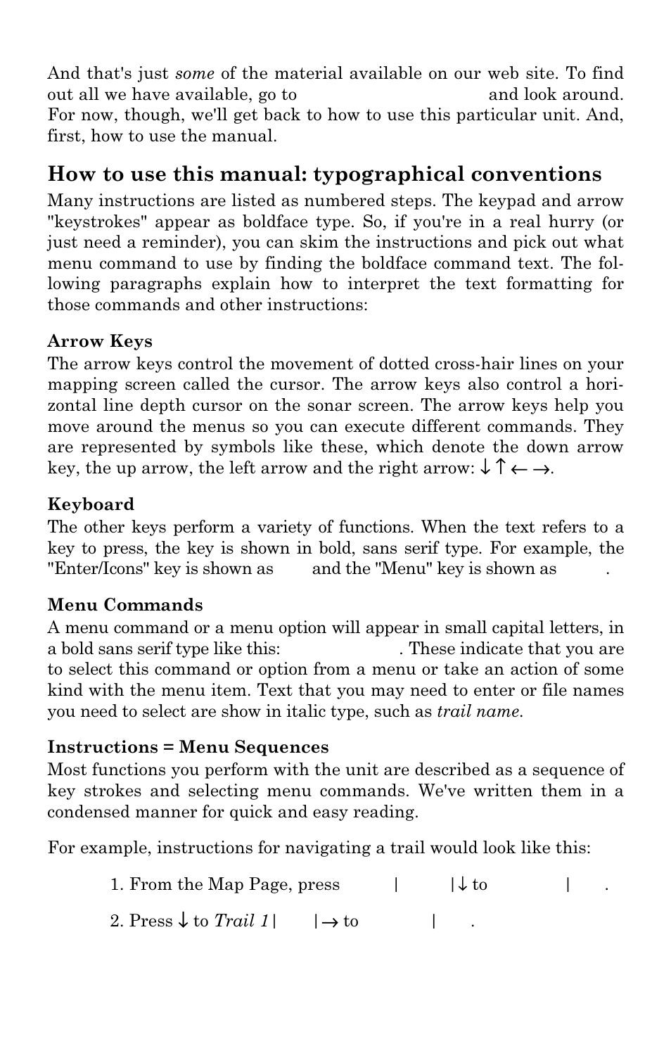 How to use this manual: typographical conventions | Lowrance electronic LMS 335C DF User Manual | Page 20 / 216