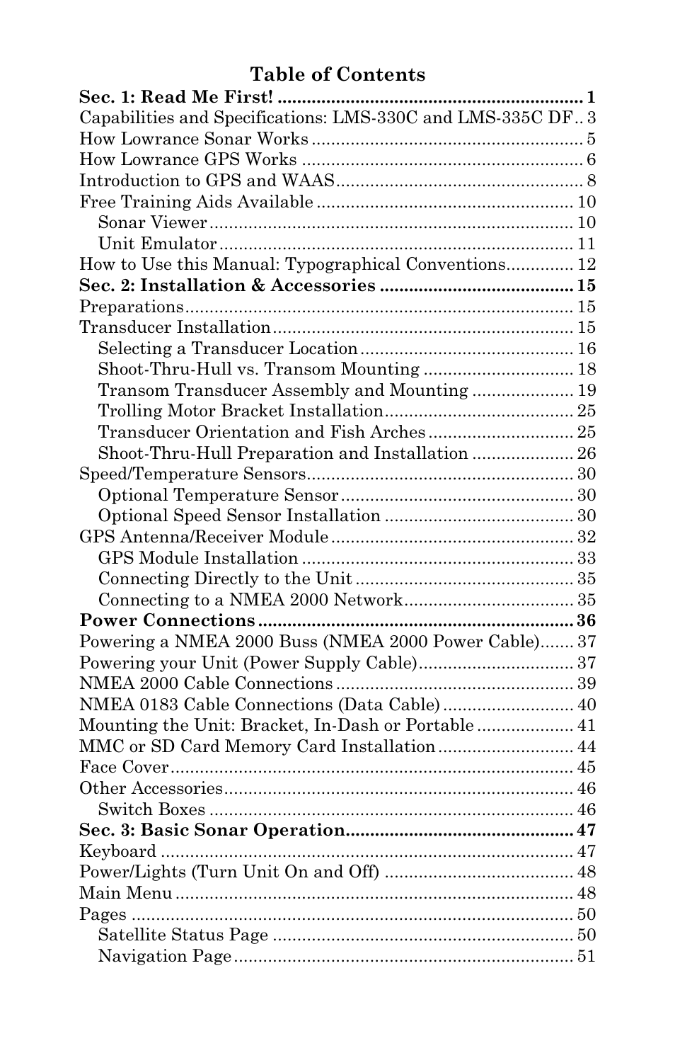 Lowrance electronic LMS 335C DF User Manual | Page 3 / 216