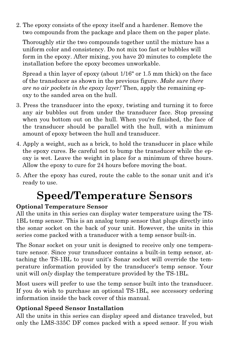 Speed/temperature sensors | Lowrance electronic LMS 335C DF User Manual | Page 38 / 216