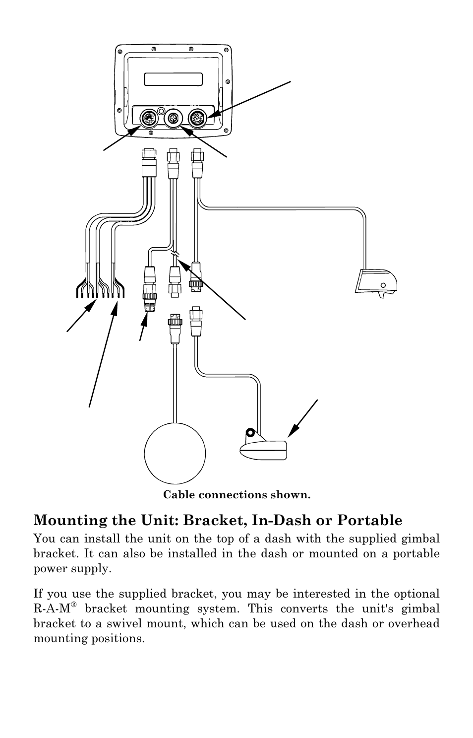 Mounting the unit: bracket, in-dash or portable | Lowrance electronic LMS 335C DF User Manual | Page 49 / 216