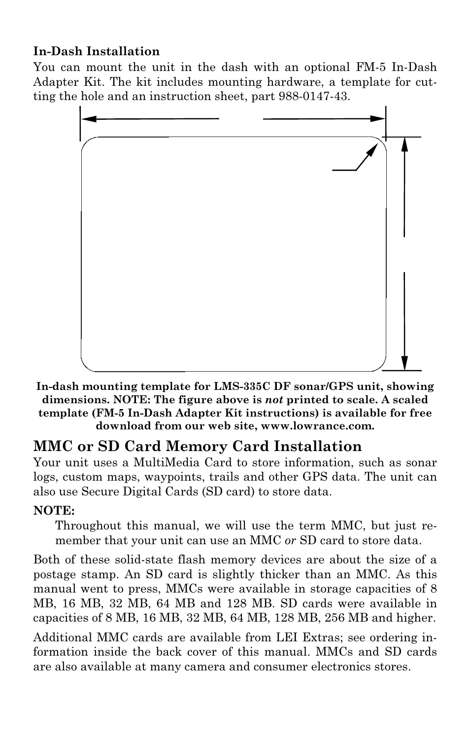 In-dash template | Lowrance electronic LMS 335C DF User Manual | Page 52 / 216