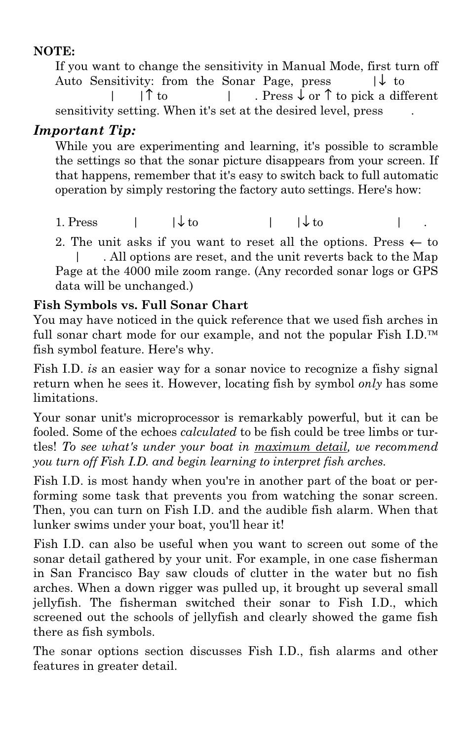 Important tip | Lowrance electronic LMS 335C DF User Manual | Page 66 / 216