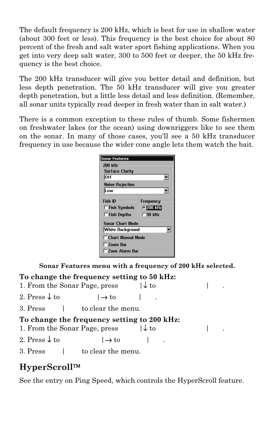 Hyperscroll | Lowrance electronic LMS 335C DF User Manual | Page 80 / 216
