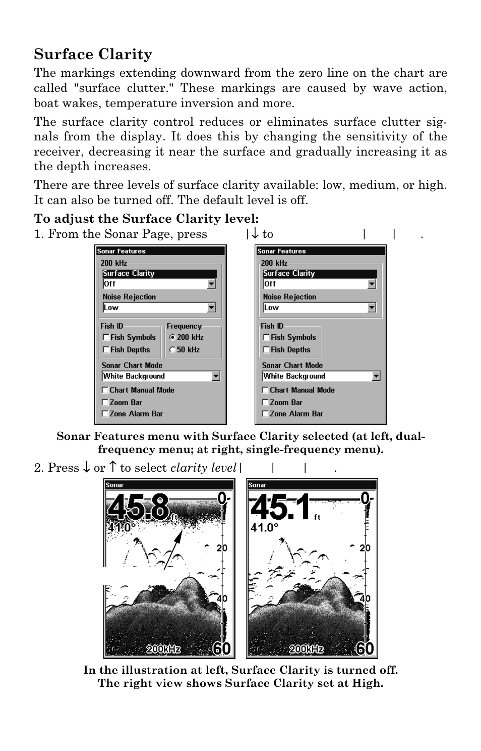 Surface clarity | Lowrance electronic LMS 335C DF User Manual | Page 99 / 216