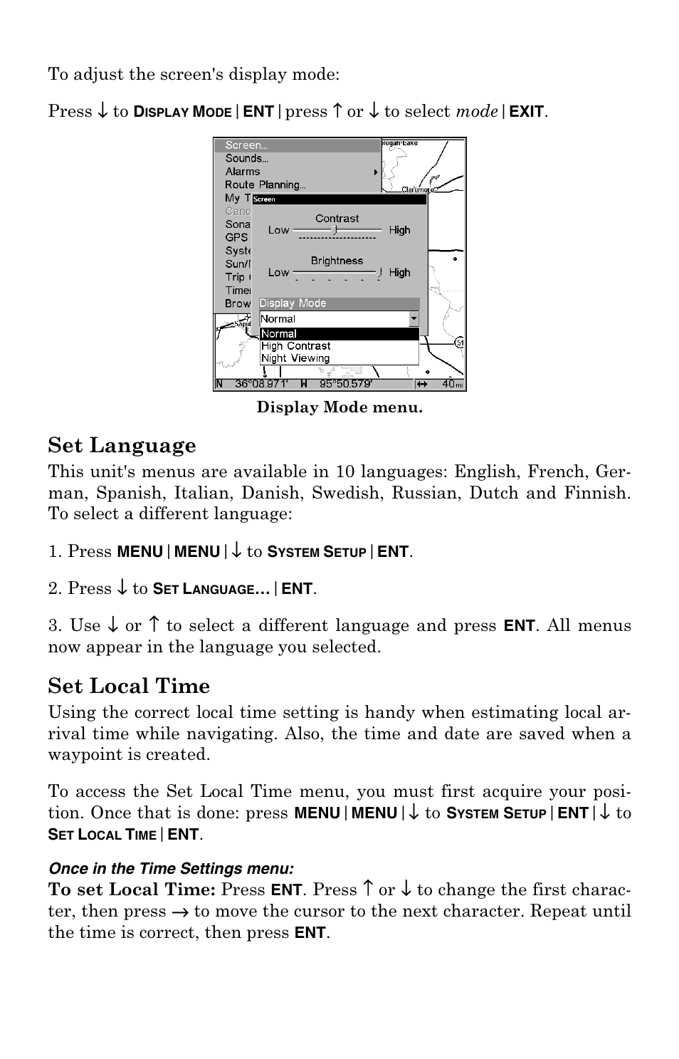 Set language, Set local time | Lowrance electronic GlobalMap 4800M User Manual | Page 96 / 132