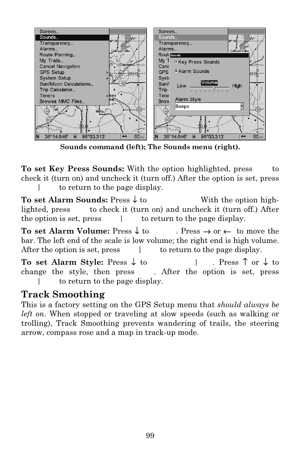 Track smoothing | Lowrance electronic Lowrance GlobalMap Baja 480C User Manual | Page 105 / 140