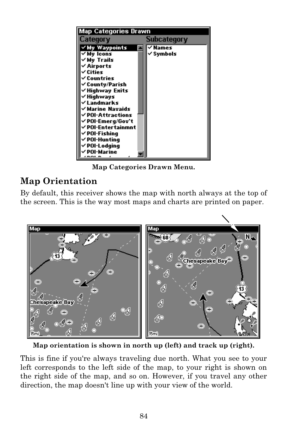 Map orientation | Lowrance electronic Lowrance GlobalMap Baja 480C User Manual | Page 90 / 140