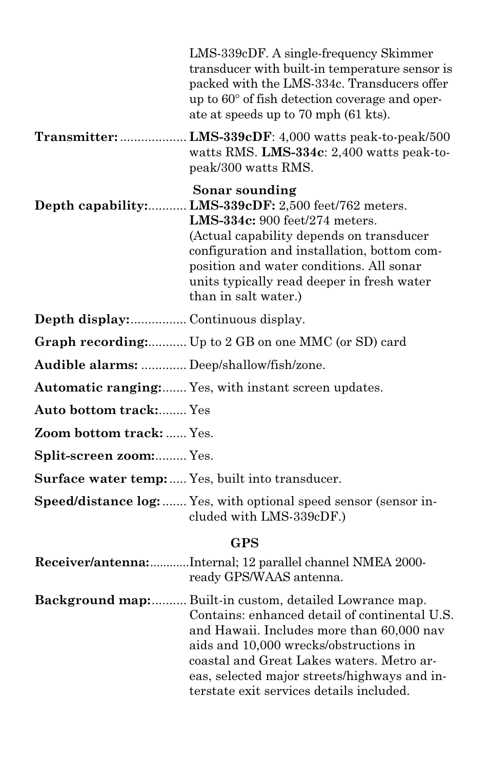 Lowrance electronic LMS-334c iGPS User Manual | Page 12 / 204