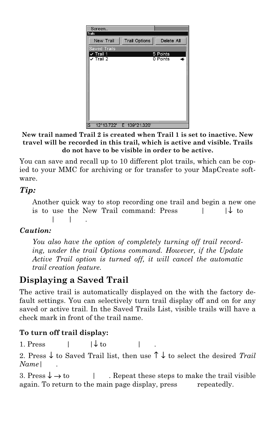 Displaying a saved trail | Lowrance electronic LMS-334c iGPS User Manual | Page 127 / 204