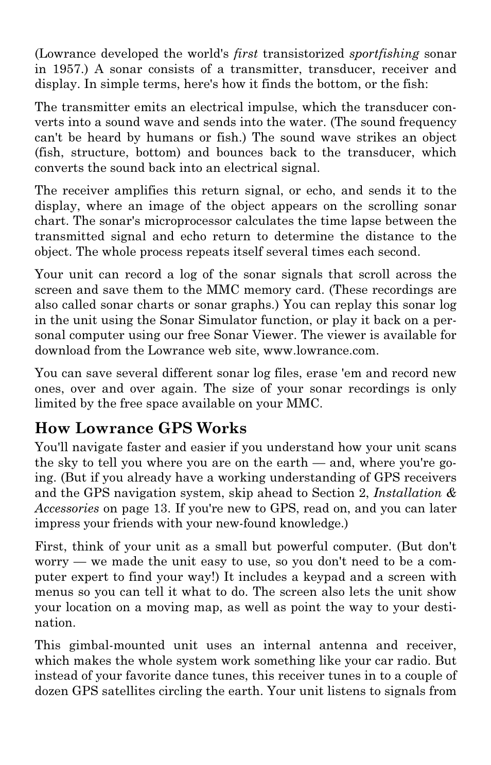 How lowrance gps works | Lowrance electronic LMS-334c iGPS User Manual | Page 14 / 204