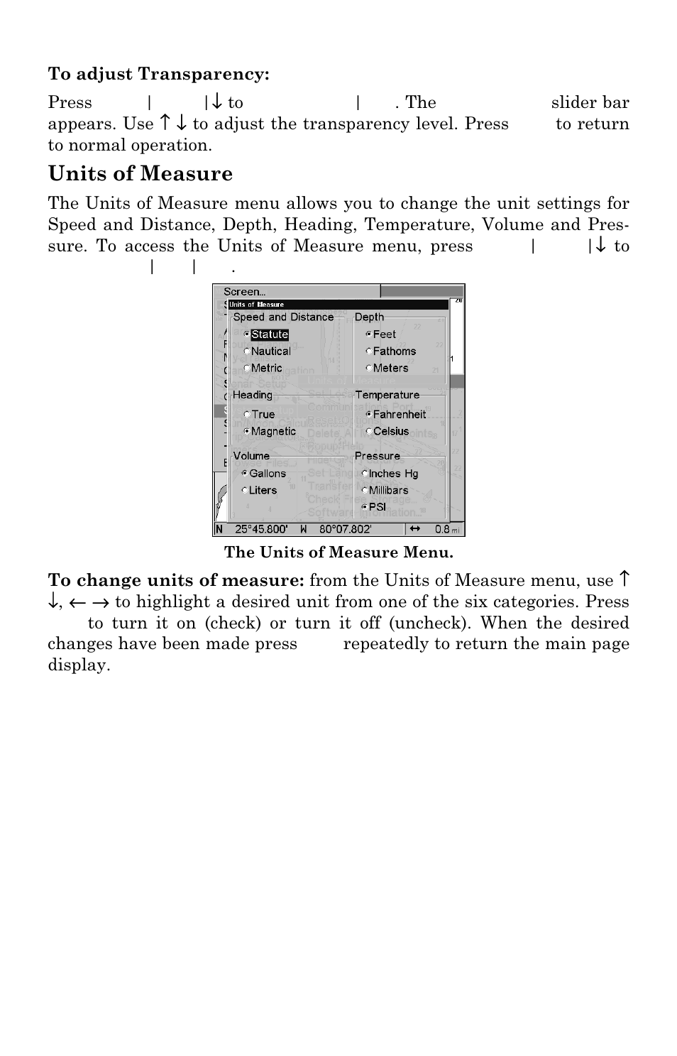 Units of measure | Lowrance electronic LMS-334c iGPS User Manual | Page 181 / 204