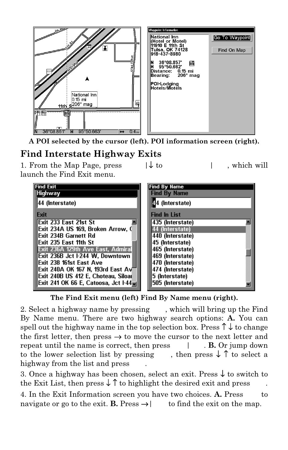 Find interstate highway exits | Lowrance electronic LMS-334c iGPS User Manual | Page 185 / 204