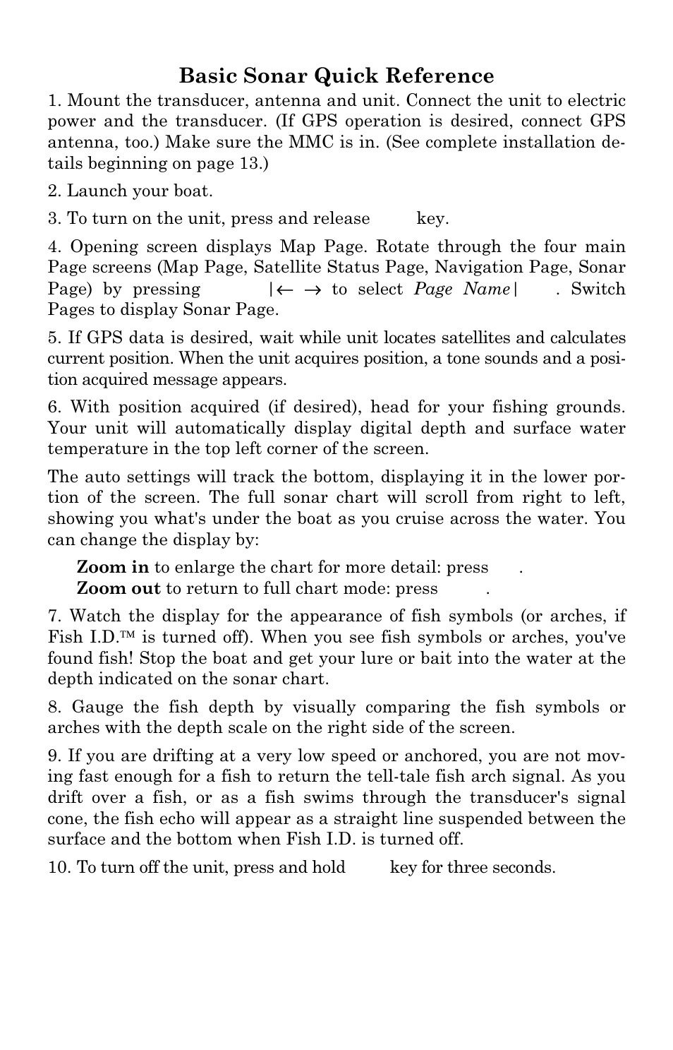 Basic sonar quick reference | Lowrance electronic LMS-334c iGPS User Manual | Page 57 / 204