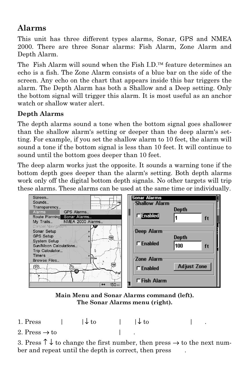 Alarms | Lowrance electronic LMS-334c iGPS User Manual | Page 64 / 204