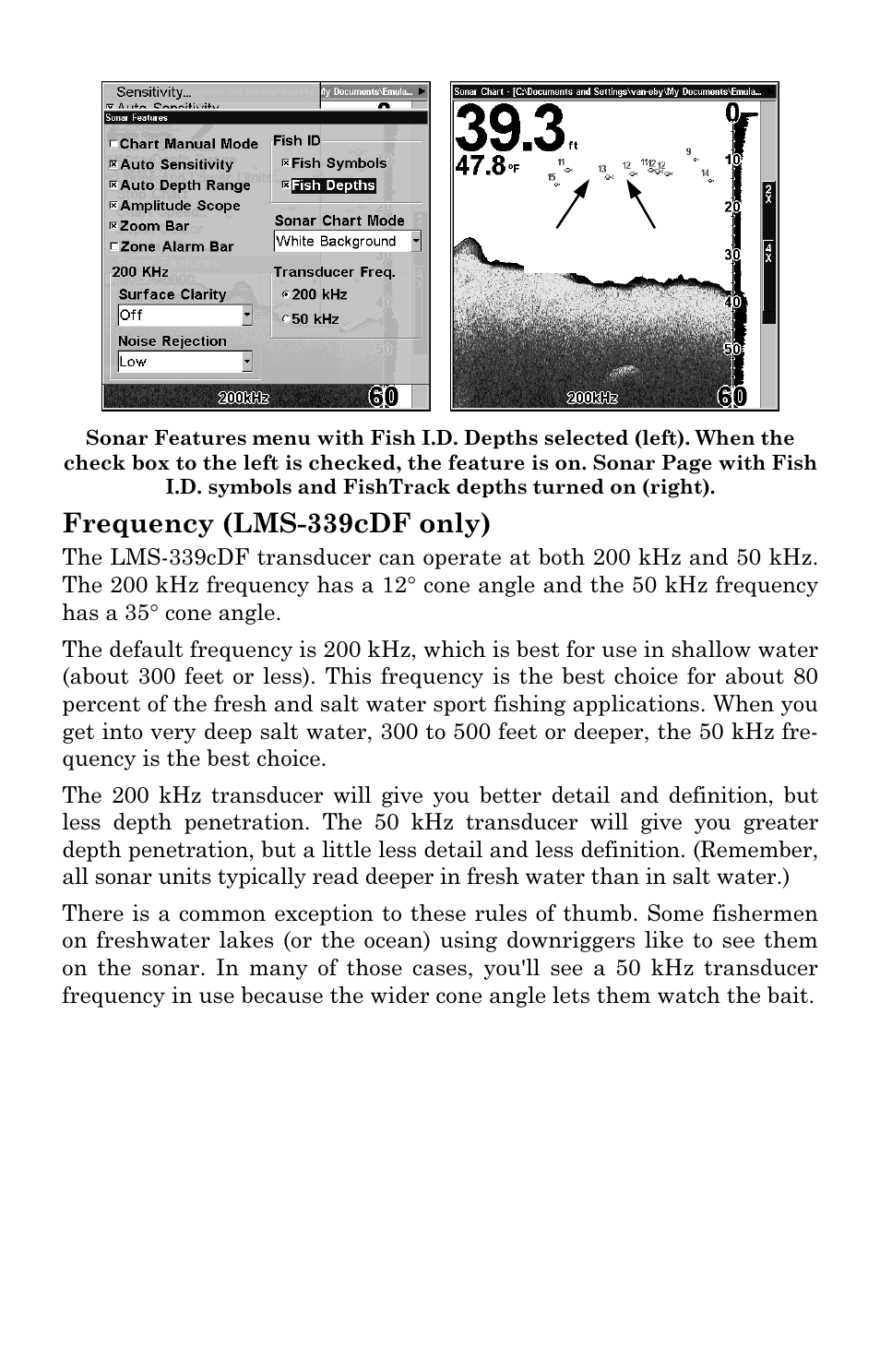 Frequency (lms-339cdf only) | Lowrance electronic LMS-334c iGPS User Manual | Page 76 / 204