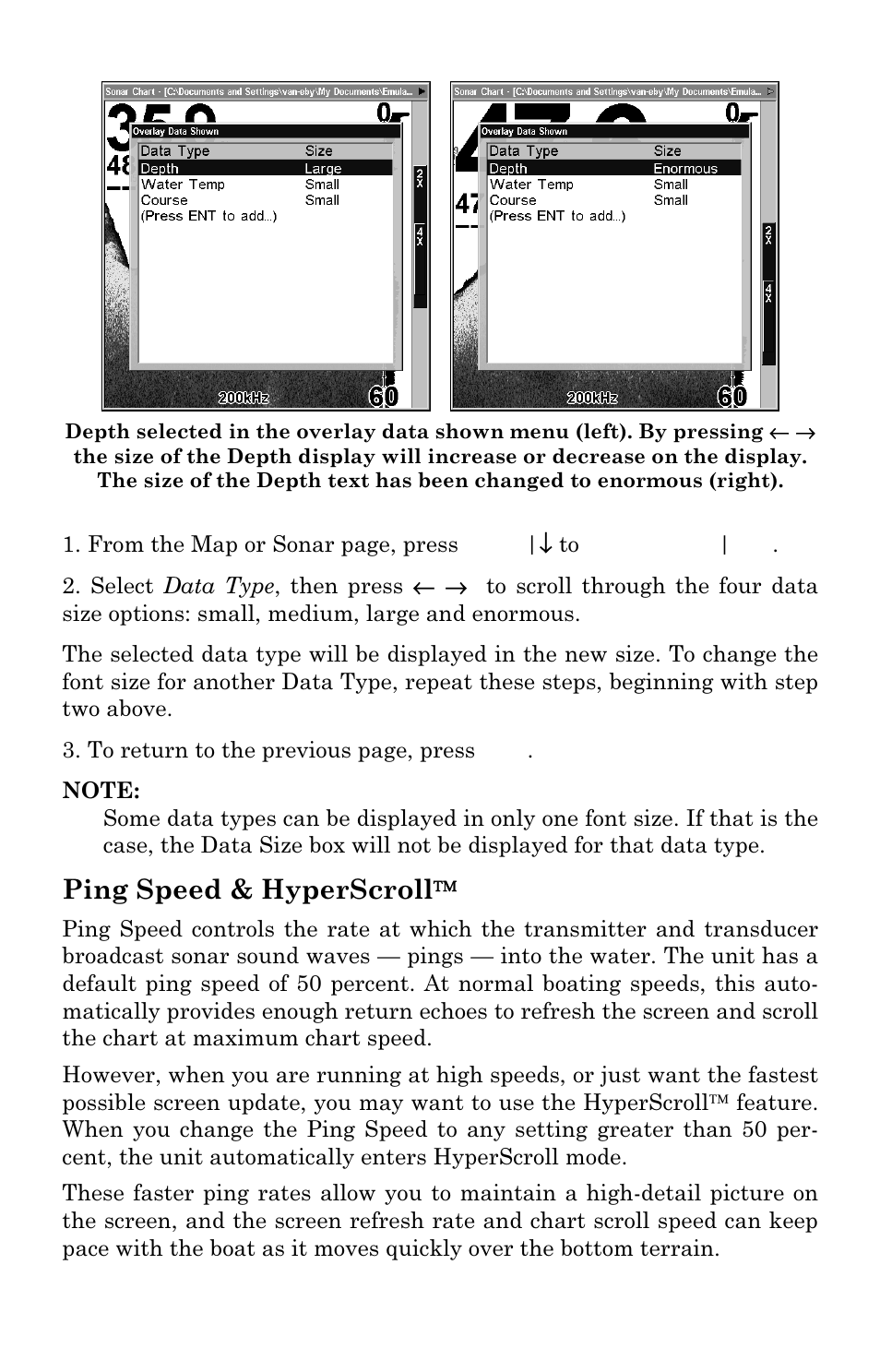 Ping speed & hyperscroll | Lowrance electronic LMS-334c iGPS User Manual | Page 82 / 204