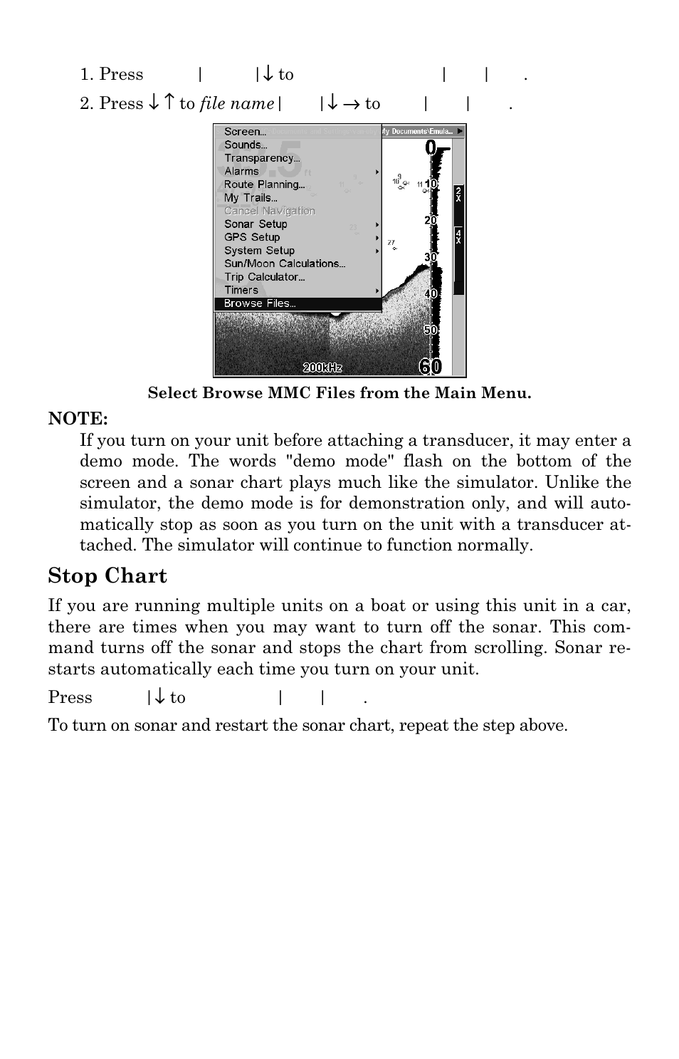 Stop chart | Lowrance electronic LMS-334c iGPS User Manual | Page 94 / 204