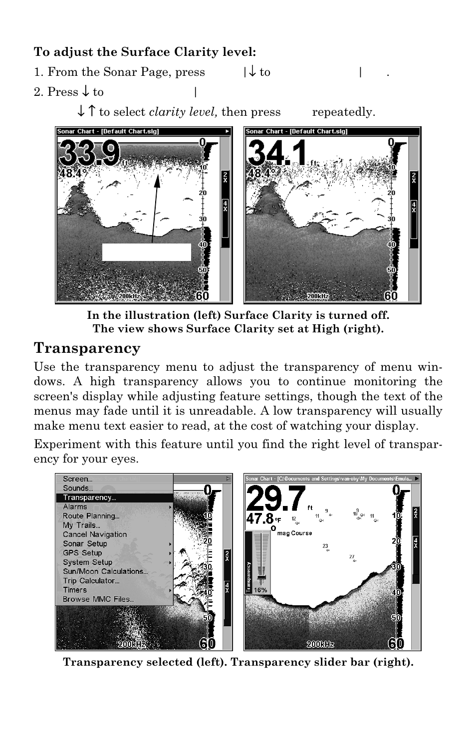 Transparency | Lowrance electronic LMS-334c iGPS User Manual | Page 96 / 204