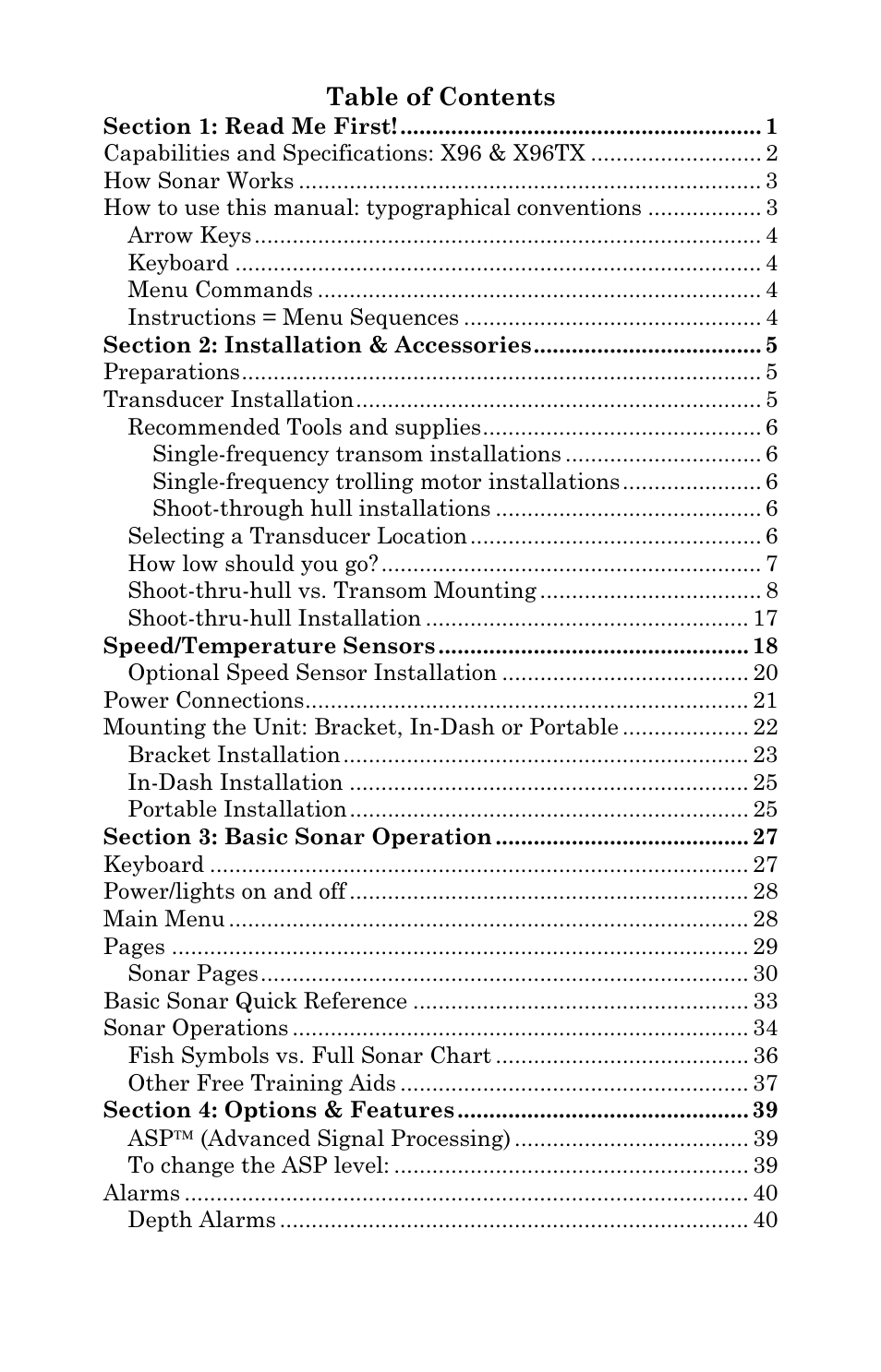 Lowrance electronic X96 User Manual | Page 3 / 84