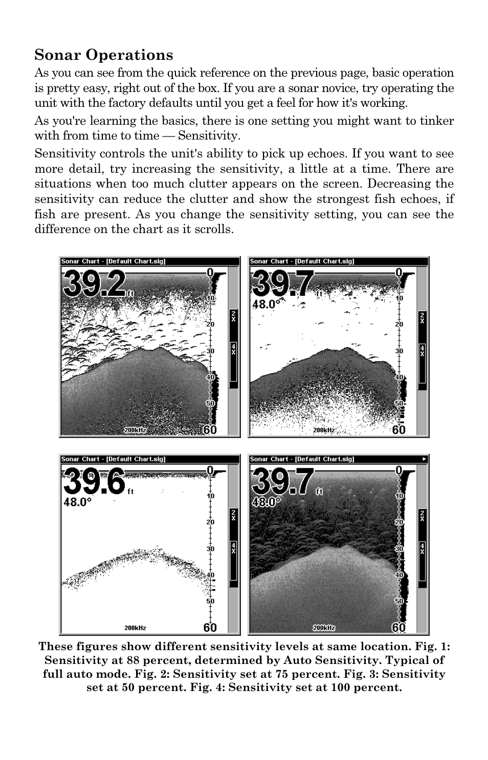 Sonar operations | Lowrance electronic X96 User Manual | Page 40 / 84