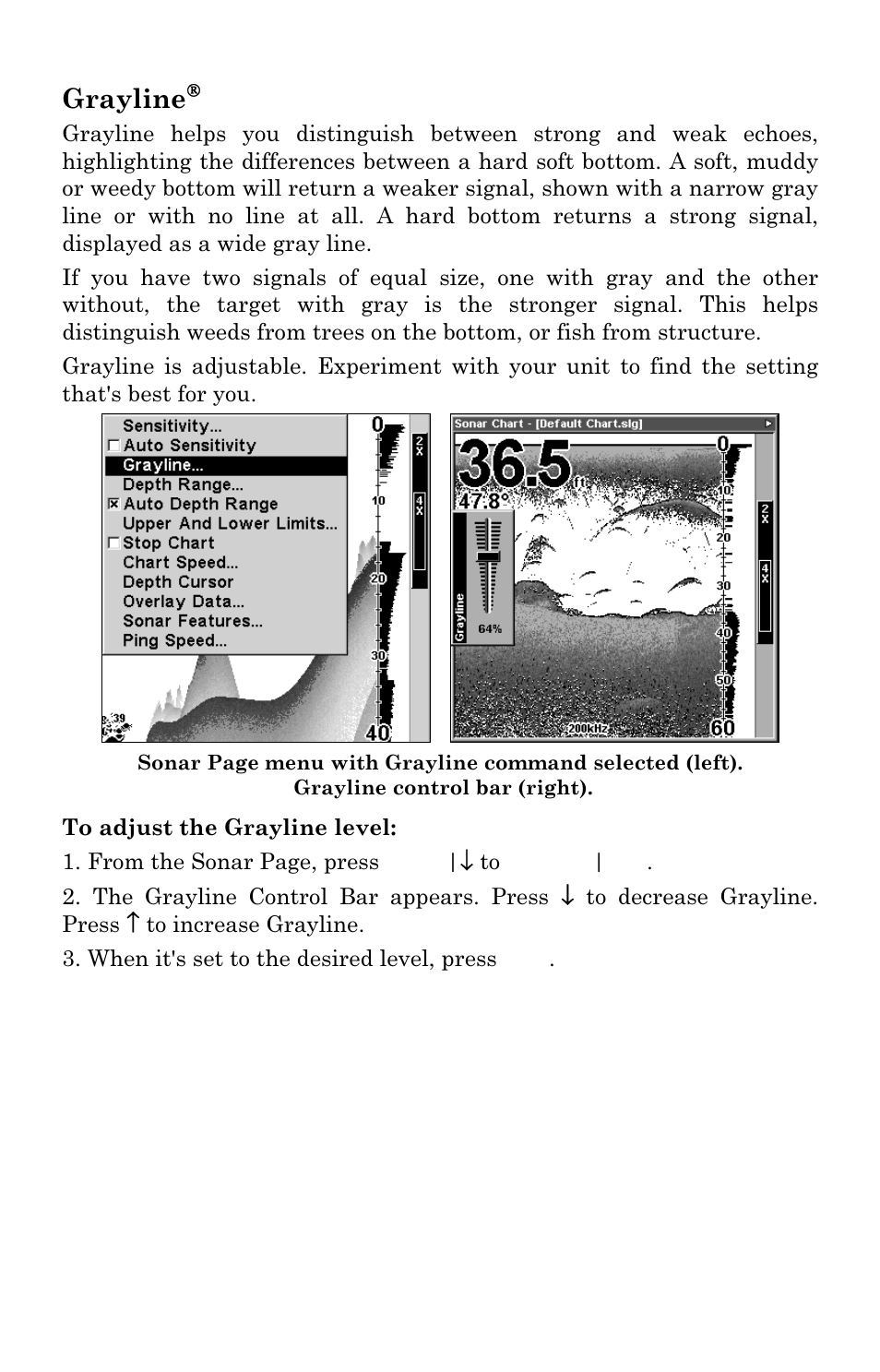 Grayline | Lowrance electronic X96 User Manual | Page 57 / 84