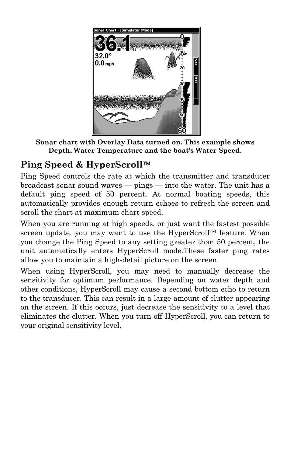 Ping speed & hyperscroll | Lowrance electronic X96 User Manual | Page 61 / 84