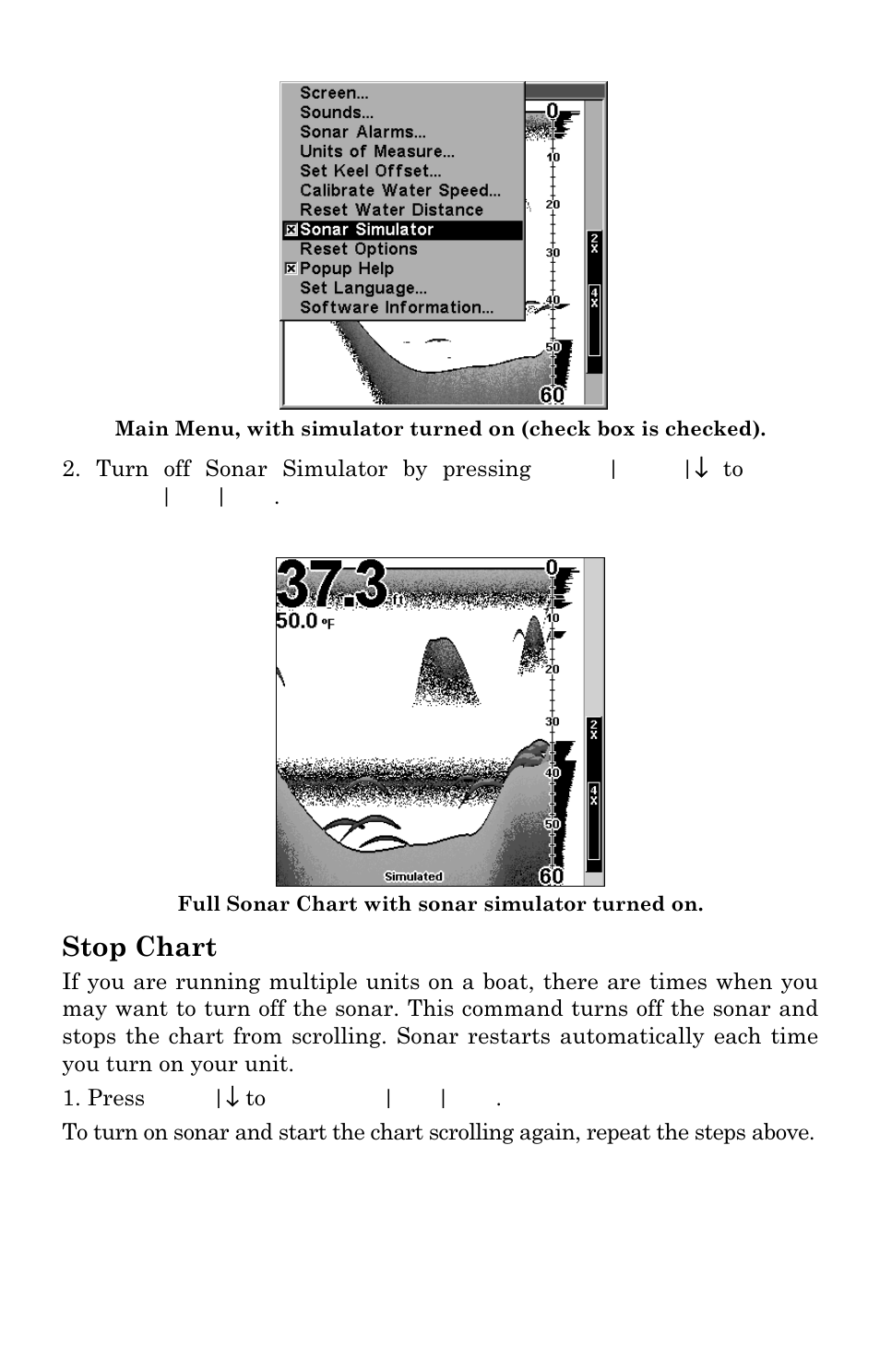 Stop chart | Lowrance electronic X96 User Manual | Page 73 / 84