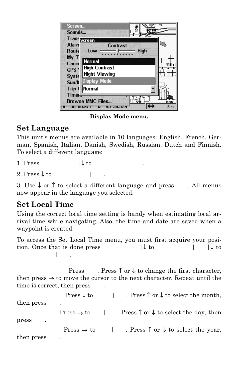 Set language, Set local time | Lowrance electronic 5500C User Manual | Page 103 / 136