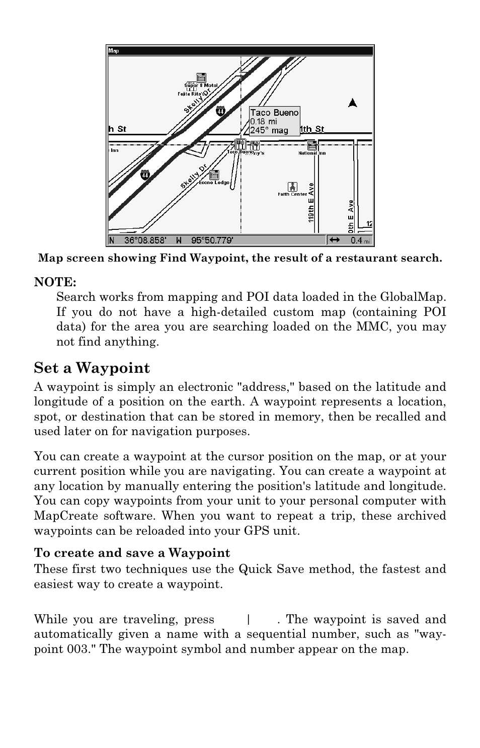 Set a waypoint | Lowrance electronic 5500C User Manual | Page 47 / 136