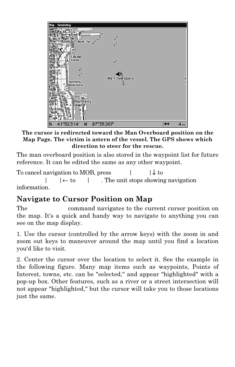 Navigate to cursor position on map | Lowrance electronic LCX-111C User Manual | Page 123 / 208